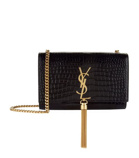 ysl black suede tassel bag|ysl kate small tassel crocodile.